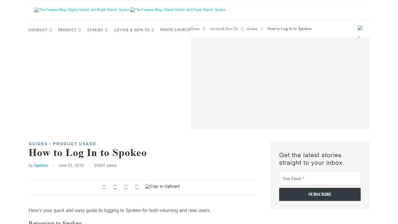 How to Log In to Spokeo - The Compass Blog Digital Identity and People Search Spokeo